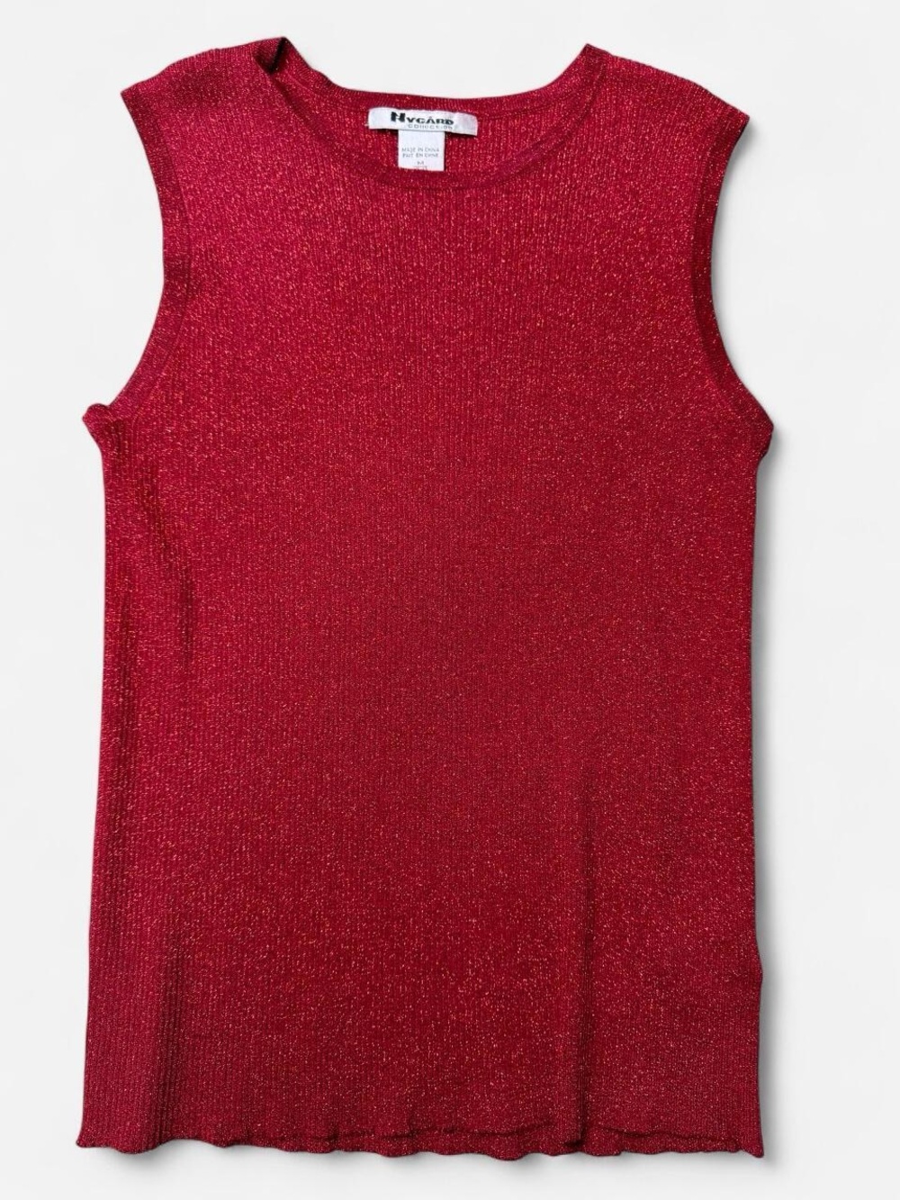 NY Collection Metallic Red Sleeveless Knit Tank